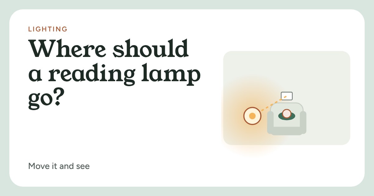 A top-down plan of an armchair with a glowing lamp standing to one side and behind the reader