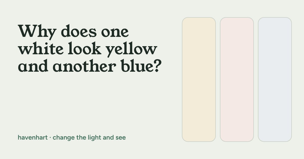 Three soft white paint swatches in cream, blush and cool grey beside the article title